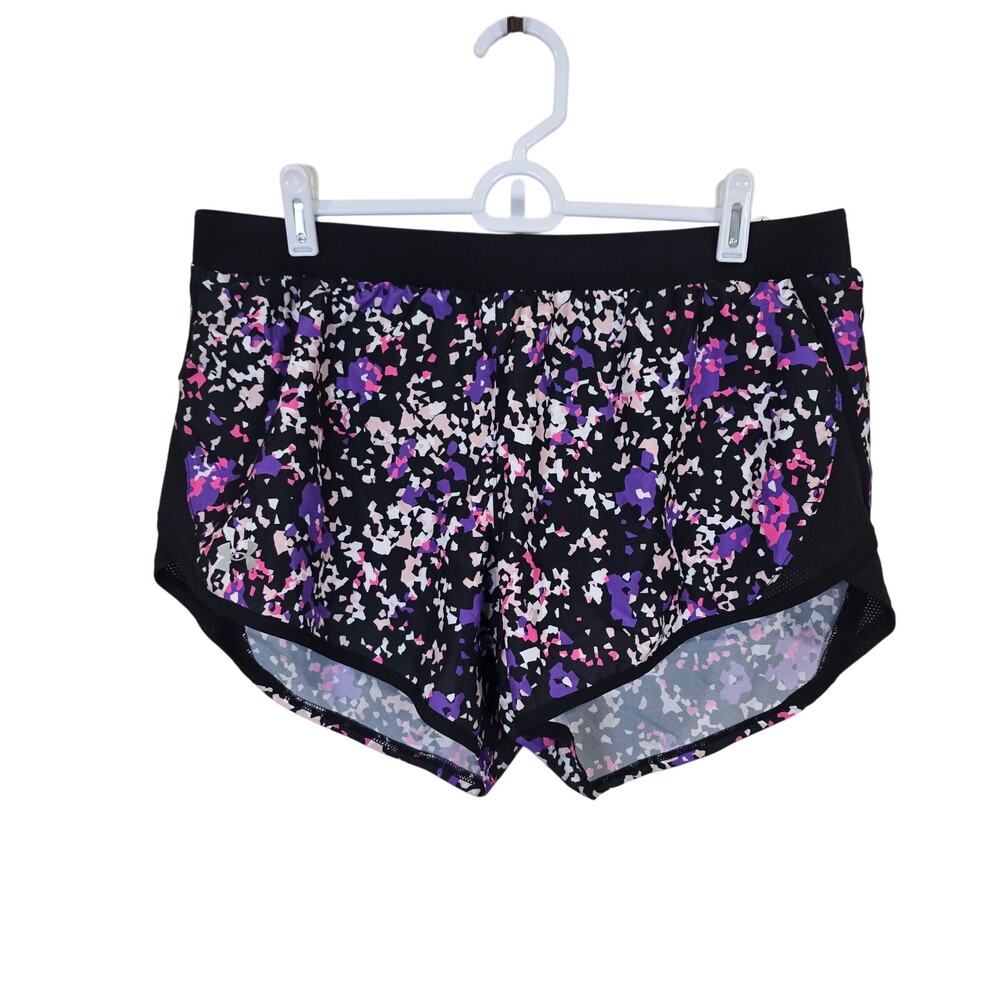 Under Armour Black Athletic Shorts with Purple & Pink Print